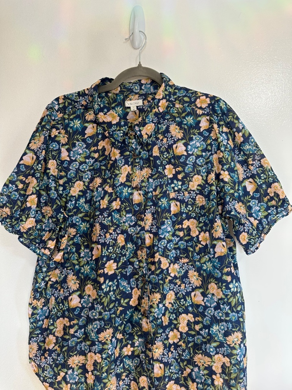 Pilcro The Aly Puff-Sleeve Blouse, Blue Floral, Size XL - Picture 2 of 9